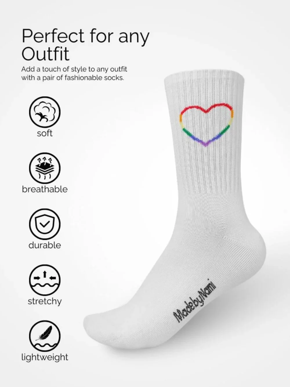 Rainbow Pride Socks - 3 Pairs for All Genders | LGBTQ Festival Accessories